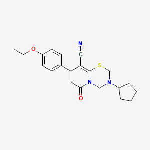 molecular formula C21H25N3O2S B11420441 3-cyclopentyl-8-(4-ethoxyphenyl)-6-oxo-3,4,7,8-tetrahydro-2H,6H-pyrido[2,1-b][1,3,5]thiadiazine-9-carbonitrile 