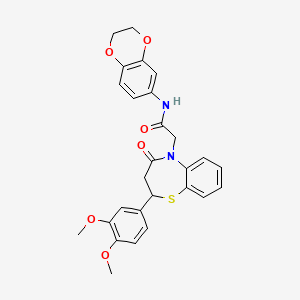 N-(2,3-dihydrobenzo[b][1,4]dioxin-6-yl)-2-(2-(3,4-dimethoxyphenyl)-4-oxo-3,4-dihydrobenzo[b][1,4]thiazepin-5(2H)-yl)acetamide