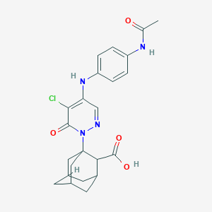 molecular formula C23H25ClN4O4 B11420492 1-{5-Chloro-4-[(4-acetamidophenyl)amino]-6-oxo-1,6-dihydropyridazin-1-YL}adamantane-2-carboxylic acid 