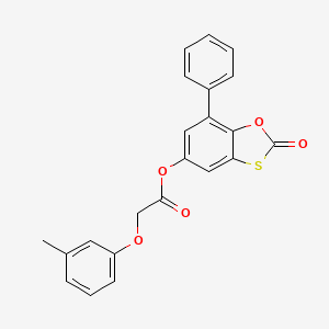 molecular formula C22H16O5S B11420500 2-Oxo-7-phenyl-1,3-benzoxathiol-5-yl (3-methylphenoxy)acetate 