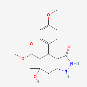 methyl 3,6-dihydroxy-4-(4-methoxyphenyl)-6-methyl-4,5,6,7-tetrahydro-1H-indazole-5-carboxylate