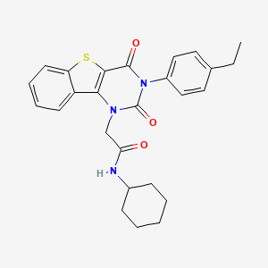 molecular formula C26H27N3O3S B11420549 N-cyclohexyl-2-[3-(4-ethylphenyl)-2,4-dioxo-3,4-dihydro[1]benzothieno[3,2-d]pyrimidin-1(2H)-yl]acetamide 