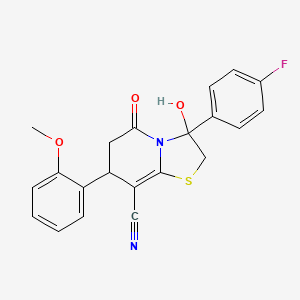 3-(4-fluorophenyl)-3-hydroxy-7-(2-methoxyphenyl)-5-oxo-2,3,6,7-tetrahydro-5H-[1,3]thiazolo[3,2-a]pyridine-8-carbonitrile