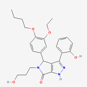 molecular formula C26H31N3O5 B11420560 4-(4-butoxy-3-ethoxyphenyl)-3-(2-hydroxyphenyl)-5-(3-hydroxypropyl)-4,5-dihydropyrrolo[3,4-c]pyrazol-6(1H)-one 