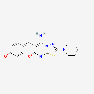 molecular formula C18H19N5O2S B11420588 4-{(E)-[5-iminio-2-(4-methylpiperidin-1-yl)-7-oxo-5H-[1,3,4]thiadiazolo[3,2-a]pyrimidin-6(7H)-ylidene]methyl}phenolate 