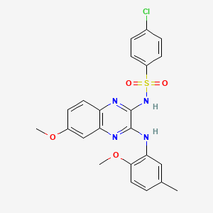 4-chloro-N-{6-methoxy-3-[(2-methoxy-5-methylphenyl)amino]quinoxalin-2-yl}benzenesulfonamide