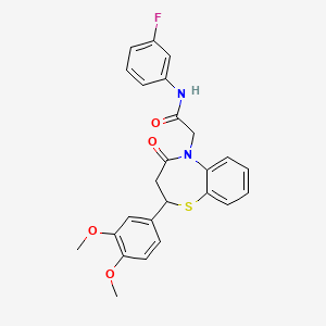 2-(2-(3,4-dimethoxyphenyl)-4-oxo-3,4-dihydrobenzo[b][1,4]thiazepin-5(2H)-yl)-N-(3-fluorophenyl)acetamide