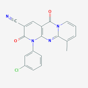 7-(3-chlorophenyl)-11-methyl-2,6-dioxo-1,7,9-triazatricyclo[8.4.0.03,8]tetradeca-3(8),4,9,11,13-pentaene-5-carbonitrile