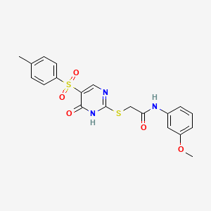 molecular formula C20H19N3O5S2 B11420646 N-(3-methoxyphenyl)-2-((6-oxo-5-tosyl-1,6-dihydropyrimidin-2-yl)thio)acetamide 