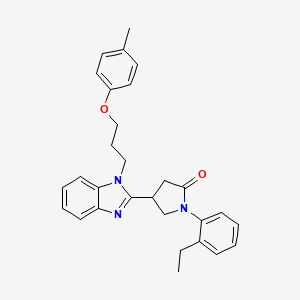 molecular formula C29H31N3O2 B11420662 1-(2-ethylphenyl)-4-{1-[3-(4-methylphenoxy)propyl]-1H-benzimidazol-2-yl}pyrrolidin-2-one 