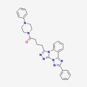 4-(9-phenyl-2,4,5,7,8,10-hexazatetracyclo[10.4.0.02,6.07,11]hexadeca-1(16),3,5,8,10,12,14-heptaen-3-yl)-1-(4-phenylpiperazin-1-yl)butan-1-one