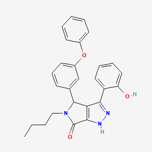 molecular formula C27H25N3O3 B11420713 5-butyl-3-(2-hydroxyphenyl)-4-(3-phenoxyphenyl)-4,5-dihydropyrrolo[3,4-c]pyrazol-6(1H)-one 