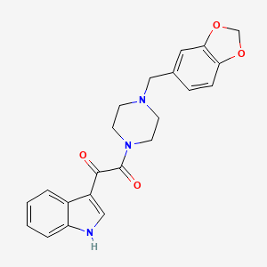 molecular formula C22H21N3O4 B11420759 1-(4-(benzo[d][1,3]dioxol-5-ylmethyl)piperazin-1-yl)-2-(1H-indol-3-yl)ethane-1,2-dione 