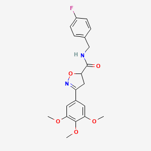 molecular formula C20H21FN2O5 B11420822 N-(4-fluorobenzyl)-3-(3,4,5-trimethoxyphenyl)-4,5-dihydroisoxazole-5-carboxamide 