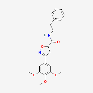 molecular formula C21H24N2O5 B11420832 N-(2-phenylethyl)-3-(3,4,5-trimethoxyphenyl)-4,5-dihydro-1,2-oxazole-5-carboxamide 