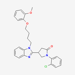 molecular formula C28H28ClN3O3 B11420852 1-(2-chlorophenyl)-4-{1-[4-(2-methoxyphenoxy)butyl]-1H-benzimidazol-2-yl}pyrrolidin-2-one 