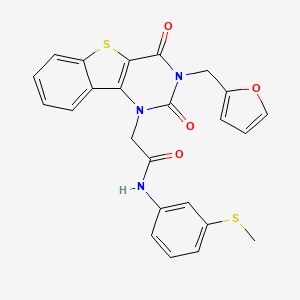 molecular formula C24H19N3O4S2 B11420968 2-(3-(furan-2-ylmethyl)-2,4-dioxo-3,4-dihydrobenzo[4,5]thieno[3,2-d]pyrimidin-1(2H)-yl)-N-(3-(methylthio)phenyl)acetamide 