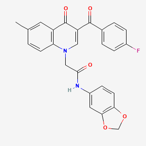 N-(benzo[d][1,3]dioxol-5-yl)-2-(3-(4-fluorobenzoyl)-6-methyl-4-oxoquinolin-1(4H)-yl)acetamide