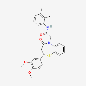 molecular formula C27H28N2O4S B11421005 2-(2-(3,4-dimethoxyphenyl)-4-oxo-3,4-dihydrobenzo[b][1,4]thiazepin-5(2H)-yl)-N-(2,3-dimethylphenyl)acetamide 