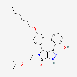 molecular formula C29H37N3O4 B11421008 4-[4-(hexyloxy)phenyl]-3-(2-hydroxyphenyl)-5-[3-(propan-2-yloxy)propyl]-4,5-dihydropyrrolo[3,4-c]pyrazol-6(1H)-one 