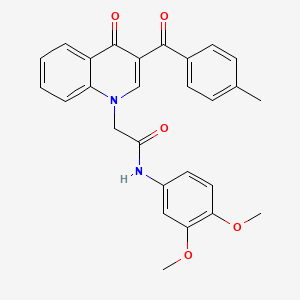 molecular formula C27H24N2O5 B11421076 N-(3,4-dimethoxyphenyl)-2-(3-(4-methylbenzoyl)-4-oxoquinolin-1(4H)-yl)acetamide 