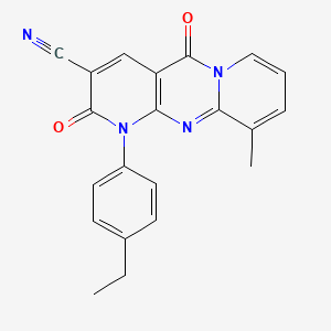 7-(4-ethylphenyl)-11-methyl-2,6-dioxo-1,7,9-triazatricyclo[8.4.0.03,8]tetradeca-3(8),4,9,11,13-pentaene-5-carbonitrile