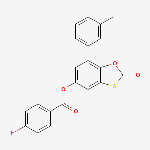 molecular formula C21H13FO4S B11421110 7-(3-Methylphenyl)-2-oxo-1,3-benzoxathiol-5-yl 4-fluorobenzoate 