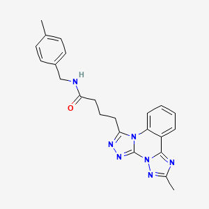 4-(9-methyl-2,4,5,7,8,10-hexazatetracyclo[10.4.0.02,6.07,11]hexadeca-1(16),3,5,8,10,12,14-heptaen-3-yl)-N-[(4-methylphenyl)methyl]butanamide