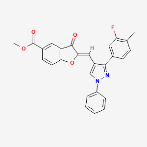 molecular formula C27H19FN2O4 B11421123 methyl (2Z)-2-{[3-(3-fluoro-4-methylphenyl)-1-phenyl-1H-pyrazol-4-yl]methylidene}-3-oxo-2,3-dihydro-1-benzofuran-5-carboxylate 