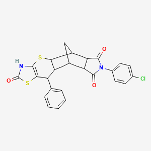 14-(4-chlorophenyl)-9-phenyl-3,7-dithia-5,14-diazapentacyclo[9.5.1.02,10.04,8.012,16]heptadec-4(8)-ene-6,13,15-trione