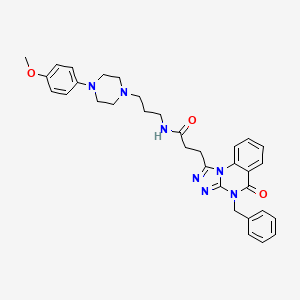 molecular formula C33H37N7O3 B11421209 3-(4-benzyl-5-oxo-4,5-dihydro-[1,2,4]triazolo[4,3-a]quinazolin-1-yl)-N-(3-(4-(4-methoxyphenyl)piperazin-1-yl)propyl)propanamide 