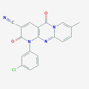 molecular formula C19H11ClN4O2 B11421224 7-(3-chlorophenyl)-13-methyl-2,6-dioxo-1,7,9-triazatricyclo[8.4.0.03,8]tetradeca-3(8),4,9,11,13-pentaene-5-carbonitrile 