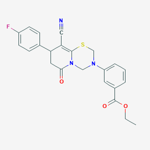 ethyl 3-[9-cyano-8-(4-fluorophenyl)-6-oxo-7,8-dihydro-2H,6H-pyrido[2,1-b][1,3,5]thiadiazin-3(4H)-yl]benzoate