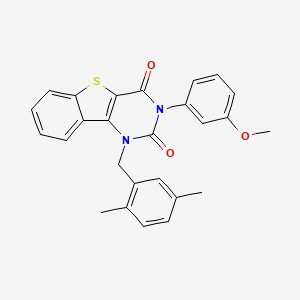 molecular formula C26H22N2O3S B11421290 1-(2,5-dimethylbenzyl)-3-(3-methoxyphenyl)[1]benzothieno[3,2-d]pyrimidine-2,4(1H,3H)-dione 