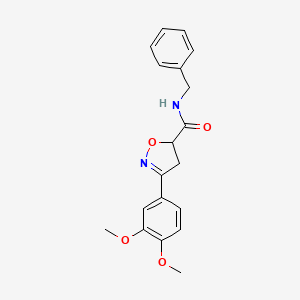 molecular formula C19H20N2O4 B11421294 N-benzyl-3-(3,4-dimethoxyphenyl)-4,5-dihydro-1,2-oxazole-5-carboxamide 