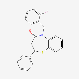 molecular formula C22H18FNOS B11421320 5-(2-fluorobenzyl)-2-phenyl-2,3-dihydrobenzo[b][1,4]thiazepin-4(5H)-one 