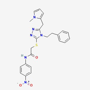 molecular formula C24H24N6O3S B11421360 2-((5-((1-methyl-1H-pyrrol-2-yl)methyl)-4-phenethyl-4H-1,2,4-triazol-3-yl)thio)-N-(4-nitrophenyl)acetamide 