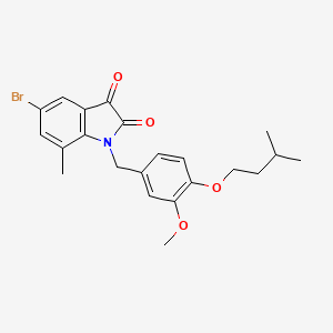 molecular formula C22H24BrNO4 B11421383 5-bromo-1-[3-methoxy-4-(3-methylbutoxy)benzyl]-7-methyl-1H-indole-2,3-dione 