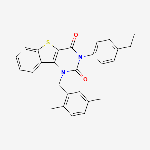 molecular formula C27H24N2O2S B11421384 1-(2,5-dimethylbenzyl)-3-(4-ethylphenyl)[1]benzothieno[3,2-d]pyrimidine-2,4(1H,3H)-dione 