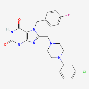 molecular formula C24H24ClFN6O2 B11421391 8-{[4-(3-chlorophenyl)piperazin-1-yl]methyl}-7-[(4-fluorophenyl)methyl]-3-methyl-2,3,6,7-tetrahydro-1H-purine-2,6-dione 