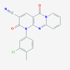 7-(3-chloro-4-methylphenyl)-2,6-dioxo-1,7,9-triazatricyclo[8.4.0.03,8]tetradeca-3(8),4,9,11,13-pentaene-5-carbonitrile