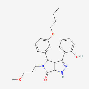 molecular formula C25H29N3O4 B11421421 4-(3-butoxyphenyl)-3-(2-hydroxyphenyl)-5-(3-methoxypropyl)-4,5-dihydropyrrolo[3,4-c]pyrazol-6(1H)-one 