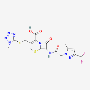 molecular formula C17H18F2N8O4S2 B11421447 7-({[3-(difluoromethyl)-5-methyl-1H-pyrazol-1-yl]acetyl}amino)-3-{[(1-methyl-1H-tetrazol-5-yl)sulfanyl]methyl}-8-oxo-5-thia-1-azabicyclo[4.2.0]oct-2-ene-2-carboxylic acid 