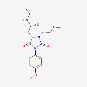 molecular formula C17H23N3O5 B11421456 N-ethyl-2-[3-(2-methoxyethyl)-1-(4-methoxyphenyl)-2,5-dioxoimidazolidin-4-yl]acetamide 