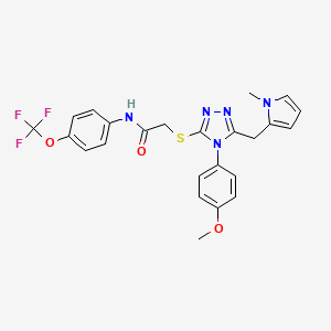 molecular formula C24H22F3N5O3S B11421465 2-((4-(4-methoxyphenyl)-5-((1-methyl-1H-pyrrol-2-yl)methyl)-4H-1,2,4-triazol-3-yl)thio)-N-(4-(trifluoromethoxy)phenyl)acetamide 