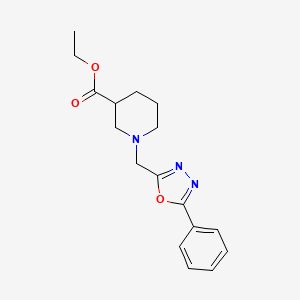 molecular formula C17H21N3O3 B11421514 Ethyl 1-[(5-phenyl-1,3,4-oxadiazol-2-yl)methyl]piperidine-3-carboxylate 