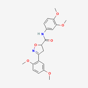 molecular formula C20H22N2O6 B11421532 3-(2,5-dimethoxyphenyl)-N-(3,4-dimethoxyphenyl)-4,5-dihydro-1,2-oxazole-5-carboxamide 