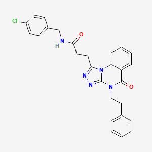 molecular formula C27H24ClN5O2 B11421549 N-(4-chlorobenzyl)-3-[5-oxo-4-(2-phenylethyl)-4,5-dihydro[1,2,4]triazolo[4,3-a]quinazolin-1-yl]propanamide 