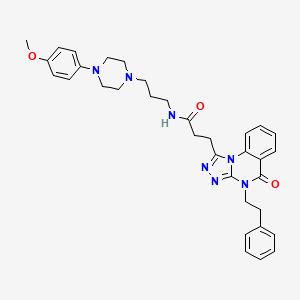 molecular formula C34H39N7O3 B11421562 N-(3-(4-(4-methoxyphenyl)piperazin-1-yl)propyl)-3-(5-oxo-4-phenethyl-4,5-dihydro-[1,2,4]triazolo[4,3-a]quinazolin-1-yl)propanamide 