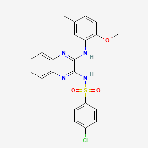 molecular formula C22H19ClN4O3S B11421614 4-chloro-N-{3-[(2-methoxy-5-methylphenyl)amino]quinoxalin-2-yl}benzenesulfonamide 